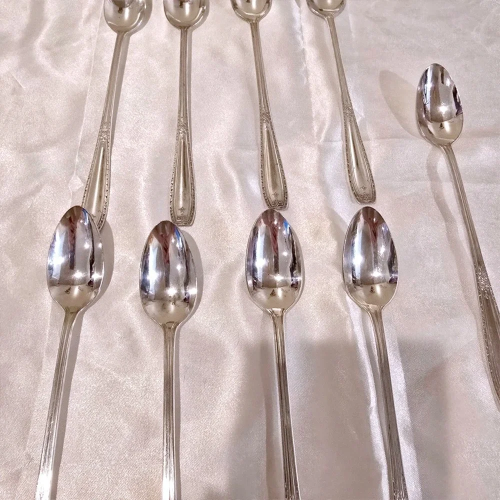 Vintage 1940 National Silver Co Intermezzo XTRA Plate 9 Iced Tea Spoons Lot